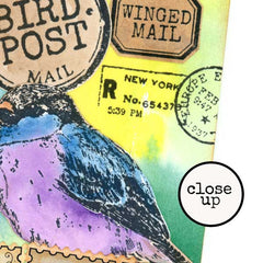 Winged Mail Bird Rubber Stamp