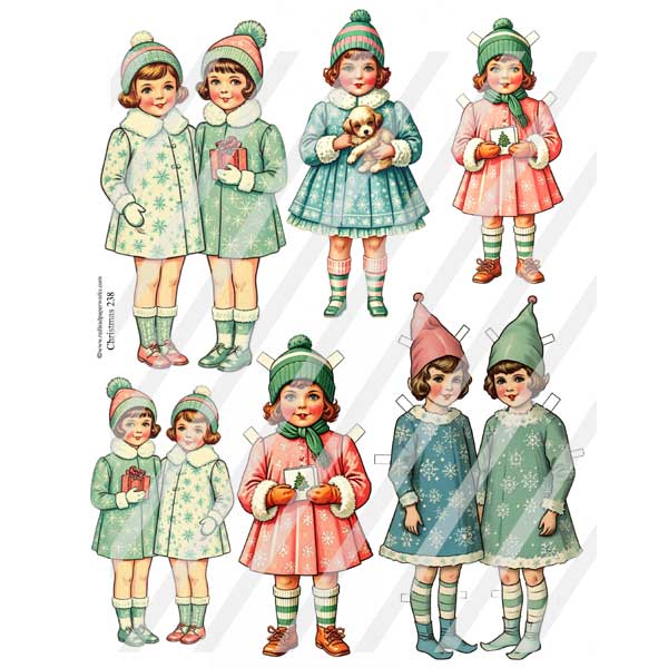 Christmas 238 Paper Dolls Collage Sheet