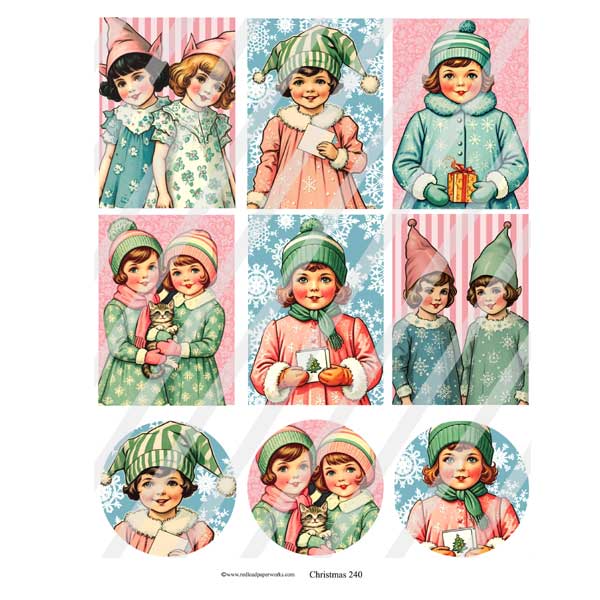 Christmas 240 Artist Trading Cards Collage Sheet