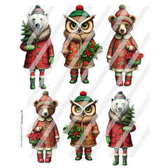 Christmas Animals Paper Dolls Collage Sheet