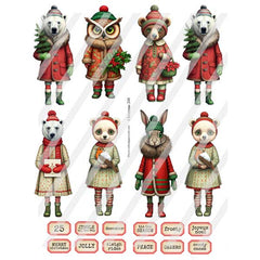 Christmas Creatures 248 Paper Dolls Collage Sheet