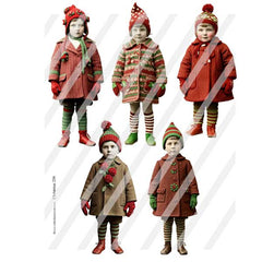 Winter Christmas Paper Dolls Collage Sheet