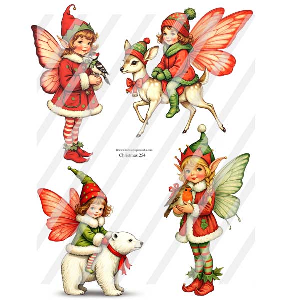 Christmas Fairies Paper Dolls 254 Collage Sheet