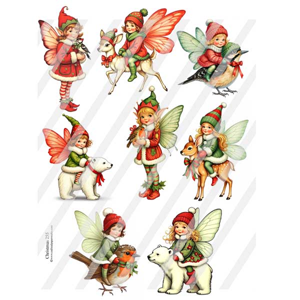 Christmas Fairies Paper Dolls 255 Collage Sheet