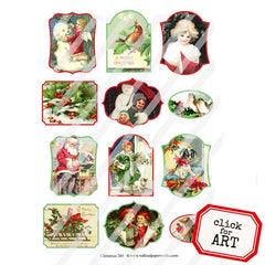 Vintage Christmas Labels Collage Sheet