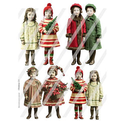 Vintage Style Christmas Paper Doll Collage Sheets