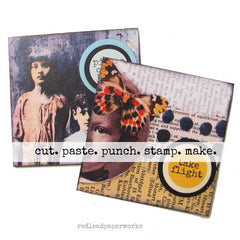 Mixed Media Circle Art Post Card Collage