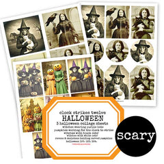 Vintage Witches Halloween Collage Sheets