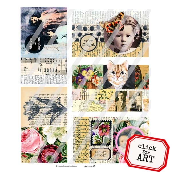 Artisan 45 Collaged Postcards Collage Sheet