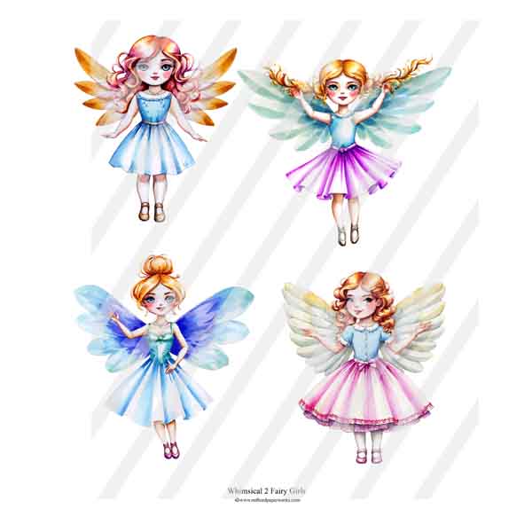 Whimsical 2 Fairy Girls Collage Sheet