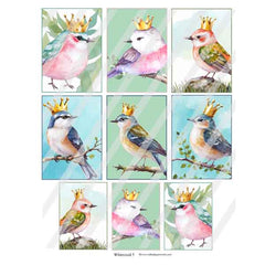Birds ATC Whimsical 5 Collage Sheet