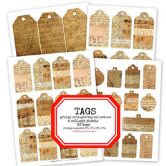 Grungy Collaged Tag Collection Collage Sheets SAVE 30%