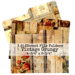 3 Vintage Grungy Card Stock File Folders