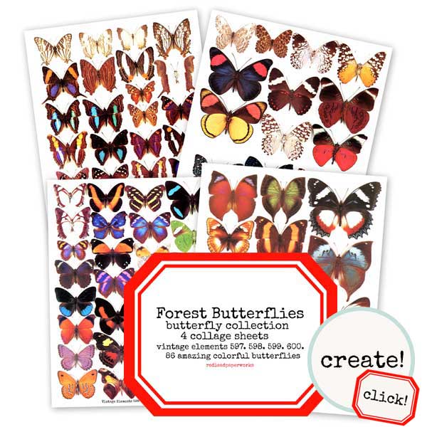 Forest Butterfly Collage Sheet Collection Save 40%