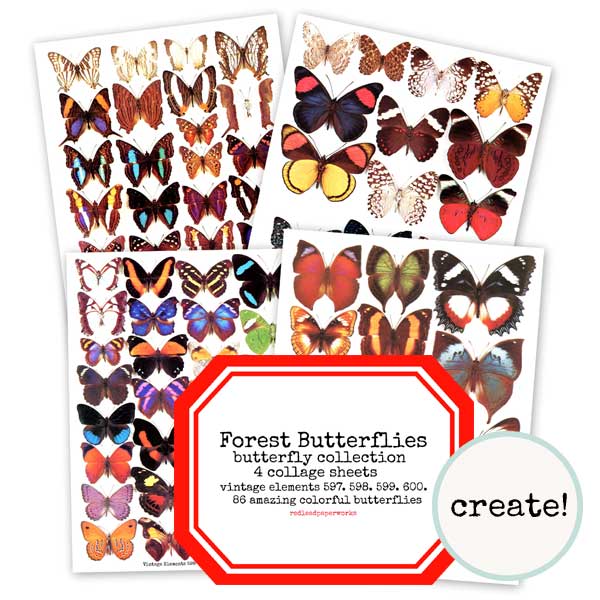 Forest Butterfly Collage Sheet Collection