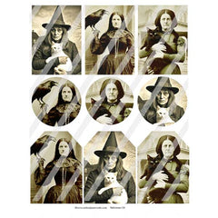 Vintage Witches Halloween Collage Sheets