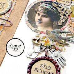 Wood Mounted She Makes Art Rubber Stamp