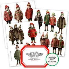 Christmas Paper Dolls Winter Collage Sheets