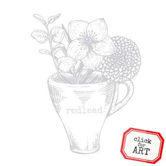 Cup of Flowers Rubber Stamp Save 20%