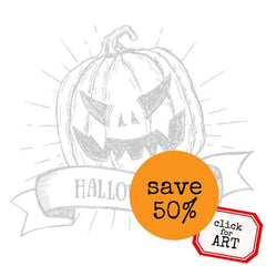 Halloween Scary Night Pumpkin Rubber Stamp Save 50%