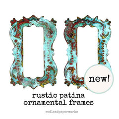 2 Rustic Patina Ornamental Frames