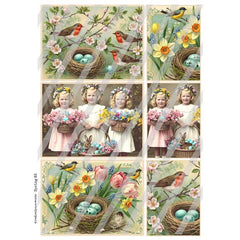 Vintage Style Easter Spring Post Cards Collage Sheet