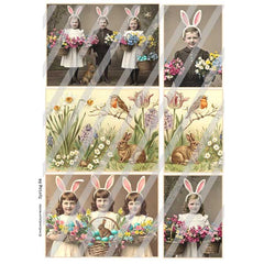 Vintage Easter Spring Vintage Photos Post Cards Collage Sheet