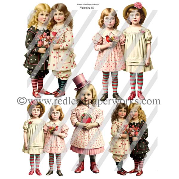 Valentine 119 Paper Dolls Collage Sheet