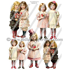 Vintage Valentine Sweet Paper Dolls Collage Sheet