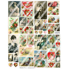 Valentine Hearts Art Kit Collage Sheet