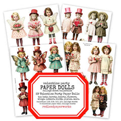 Valentine Party Paper Dolls Collage Sheet Collection