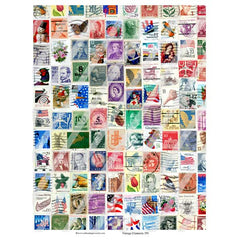 Mixed Media Worldwide Vintage Postage Stamps Collage Sheet