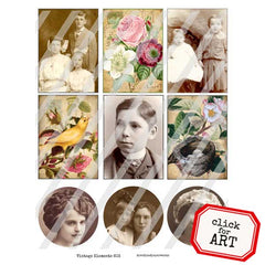 Vintage Elements 603 Artist Trading Cards Collage Sheet