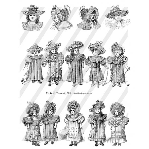 Vintage Elements 604 Vintage Girls Collage Sheet