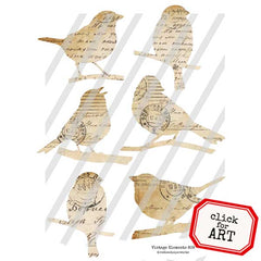 Vintage Post Card Birds Collage Sheet