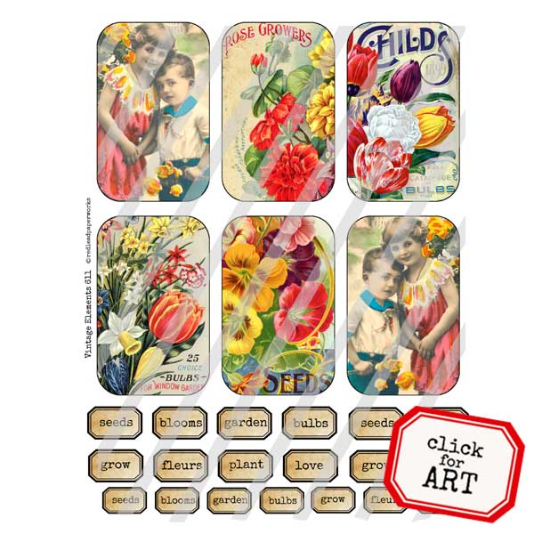 Vintage Elements 611 In the Garden Altoid Collage Sheet