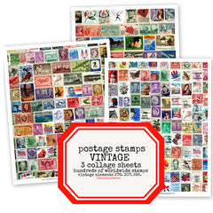 Vintage Postage Stamps Collection Collage Sheets SALE!