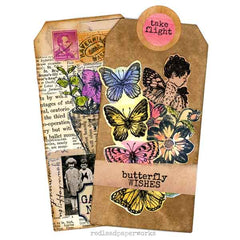 Wood Mount Butterfly Wishes Rubber Stamp