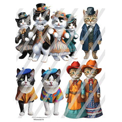 Whimsical 36 Cats Wearing Costumes Collage Sheet