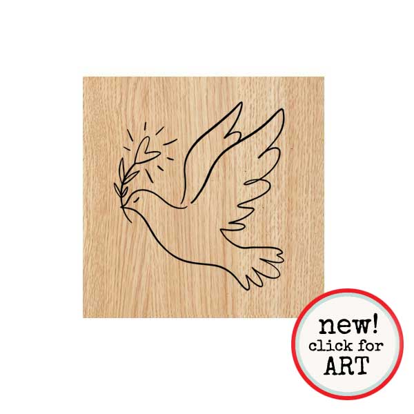 Love Dove Wood Mount Rubber Stamp