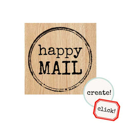 Wood Mount Happy Mail Rubber Stamp