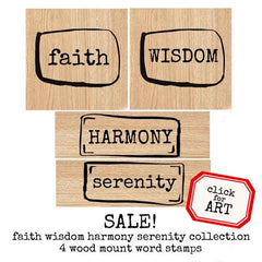 Faith Wisdom Harmony Serenity Wood Mounted Stamp Collection Save 20%