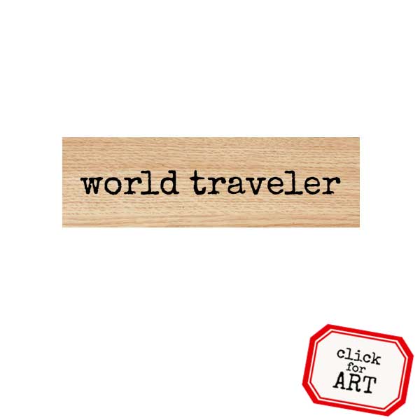 Wood Mounted World Traveler Rubber Stamp