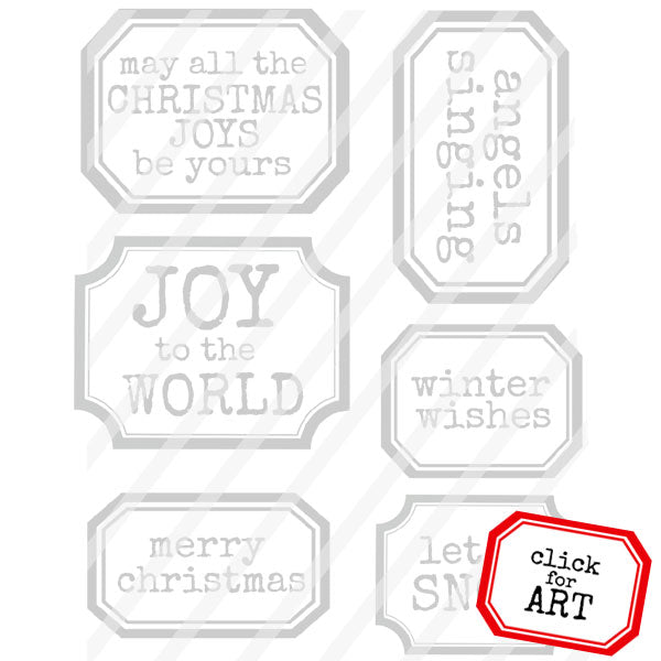 Christmas Joys Labels Rubber Stamp