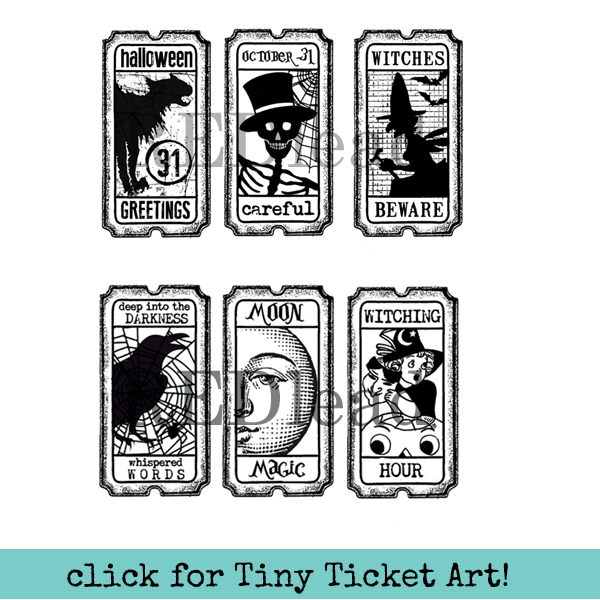 Halloween Greetings Tiny Tickets Rubber Stamp