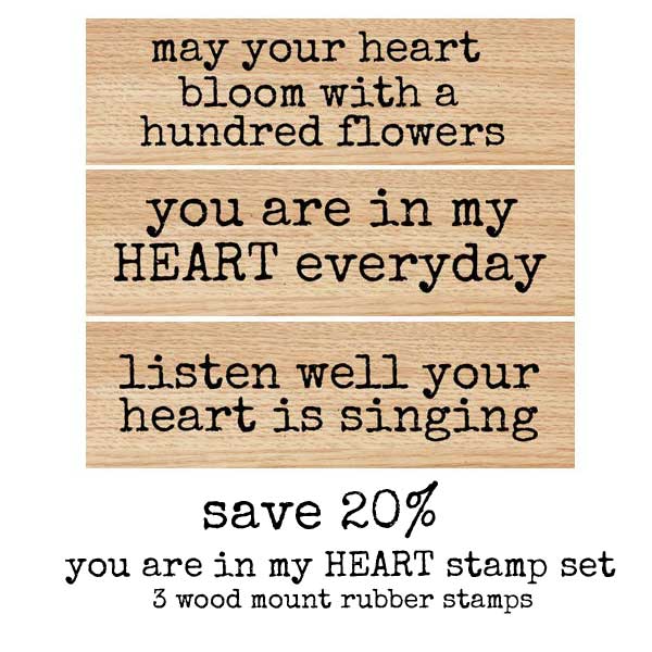 You Are In My Heart Valentine Wood Mount Rubber Stamp Set