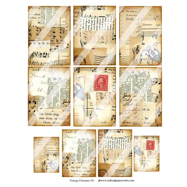Vintage Elements 412 Artist Trading Card Collage Sheet