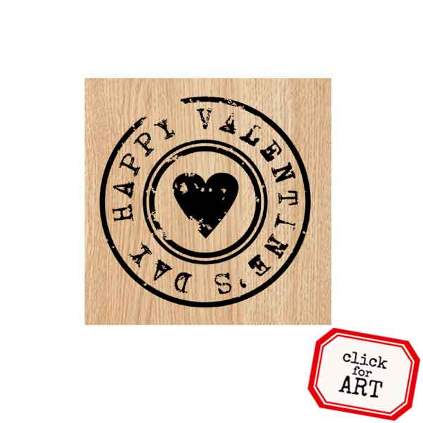 Wood Mount Valentine Heart Post Mark Rubber Stamp